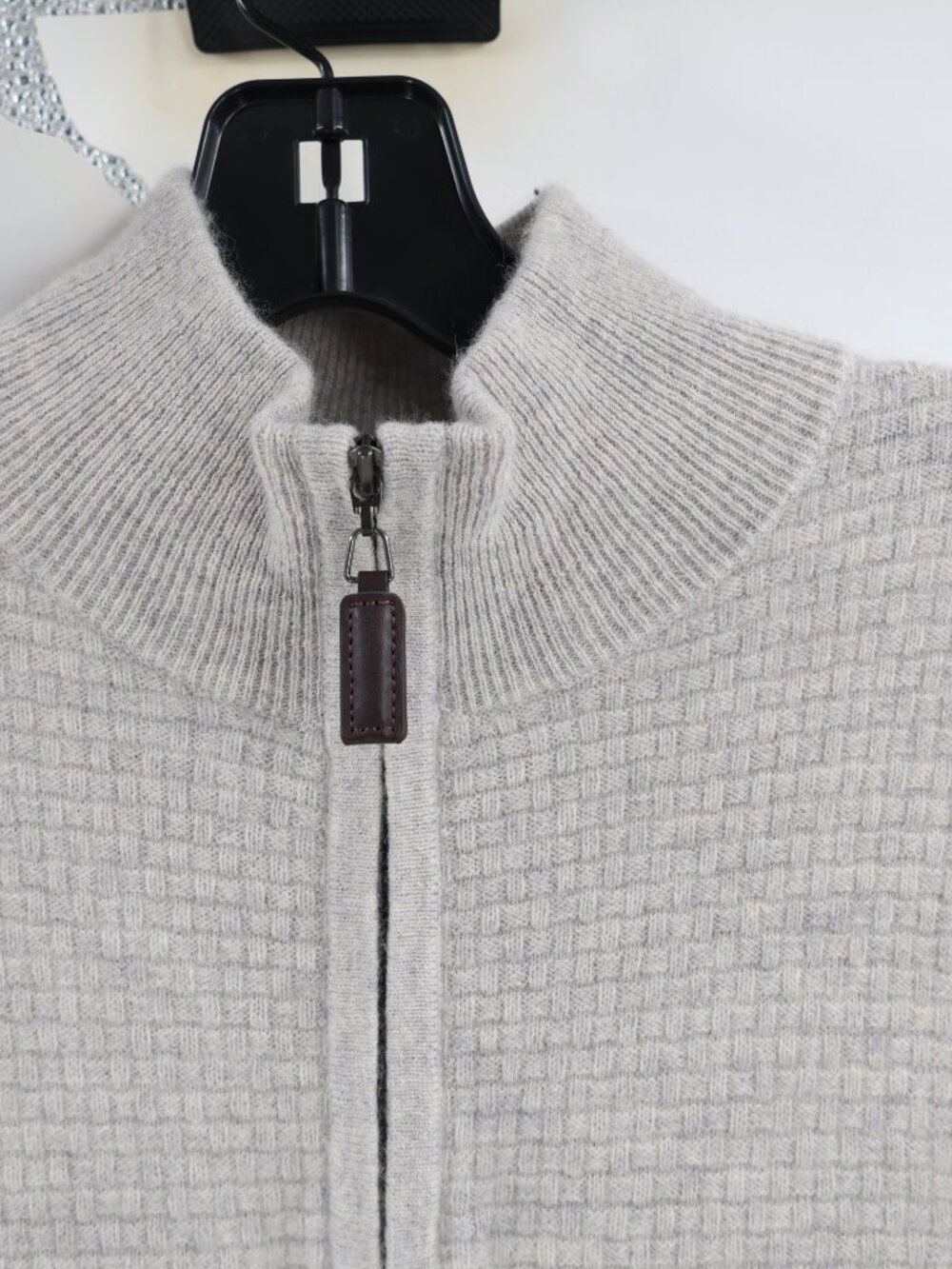 Christian Lacroix Sweater Mens Small 2 Ply Cashmere 1/4 Zip Pullover waffle knit - Picture 4 of 11